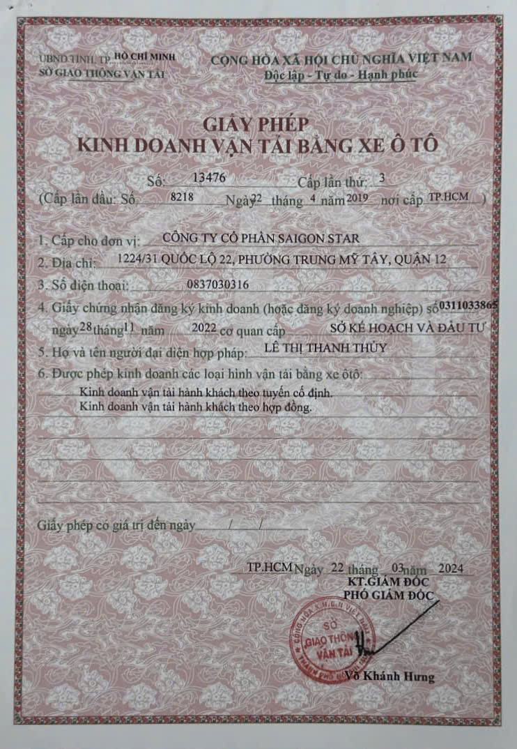 Chứng nhận - Công Ty Cổ Phần SaiGon Star